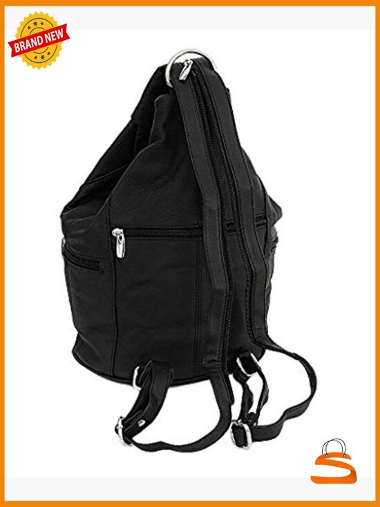 Leather Convertible 7 Pocket Medium Backpack Purse Shoulder Bag main image 4